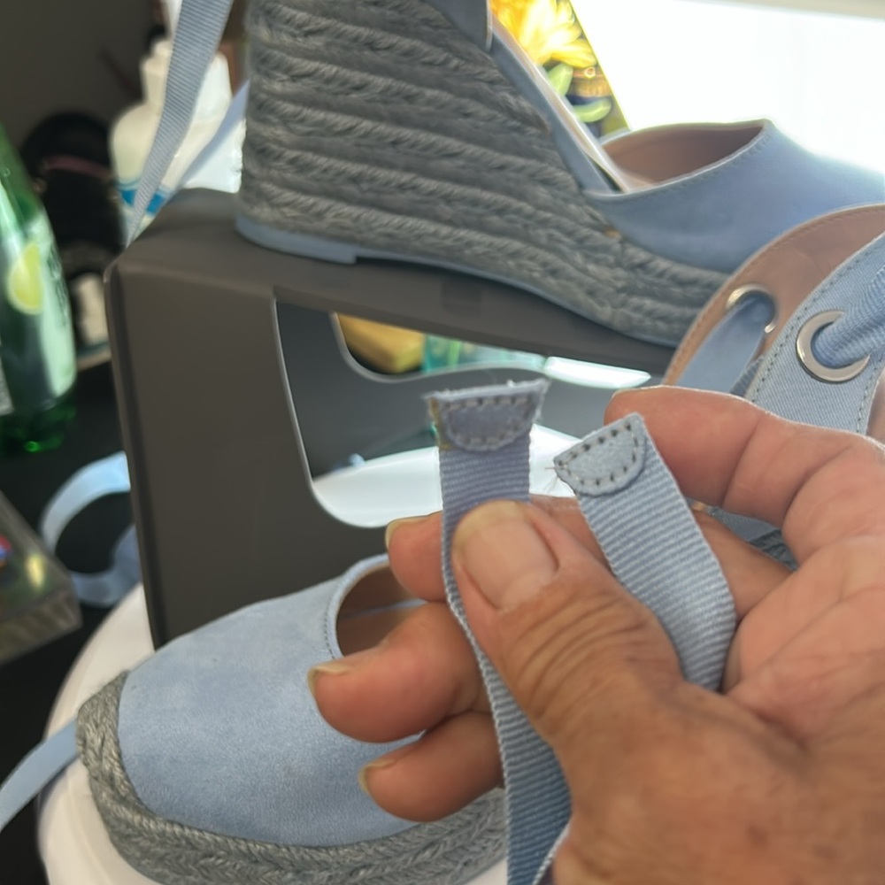 INC International Concepts Blue Espadrille Wedge Sandals - Picture 6 of 8